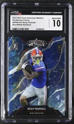 Graded Ricky Pearsall football card Wild Card American American Metallix Ricky 10 CGC