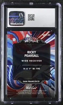 Wild Card American Ricky Pearsall football card from American Metallix series in CGC 10