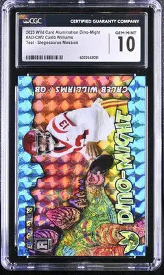 Graded Caleb Williams football card from Wild Card Dino Stegosaurus Mosaics series