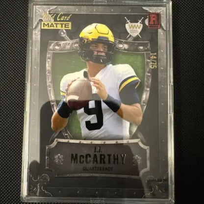 J.J. McCarthy football card from 2023 Wild Card Rookie Cards 4x Card Lot