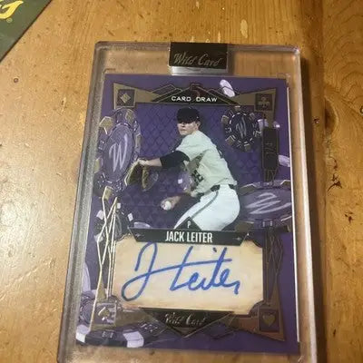 Wild Card Jack Leiter autographed baseball card from 2023 Wild Card Jack Leiter Rc Auto Purple 1/4