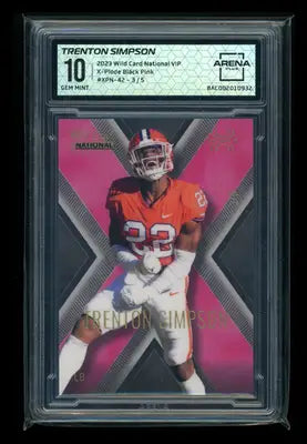 Graded Trenton Simpson football card from 2023 Wild Card National VIP Black Pink Trenton