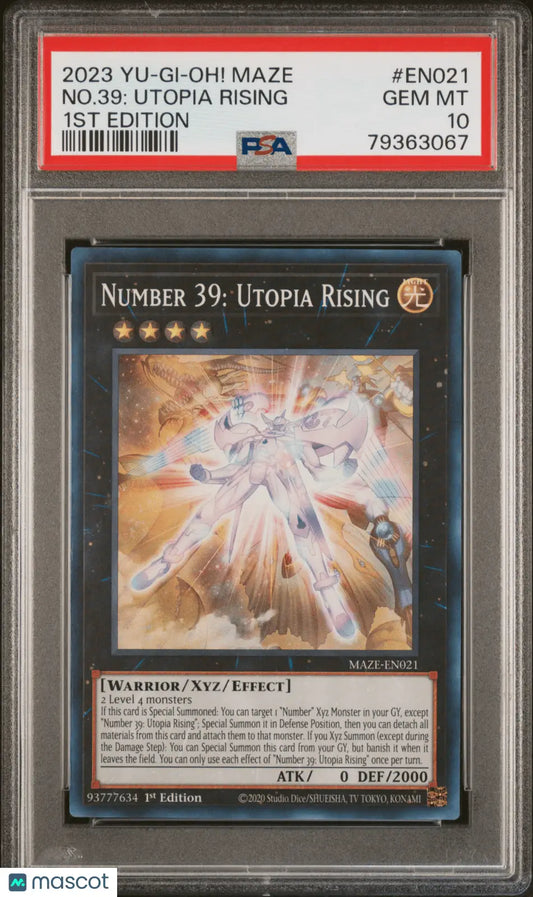 PSA-graded EN021 1st Edition Utopia Rising Yu-Gi-Oh! card GEM MT 10