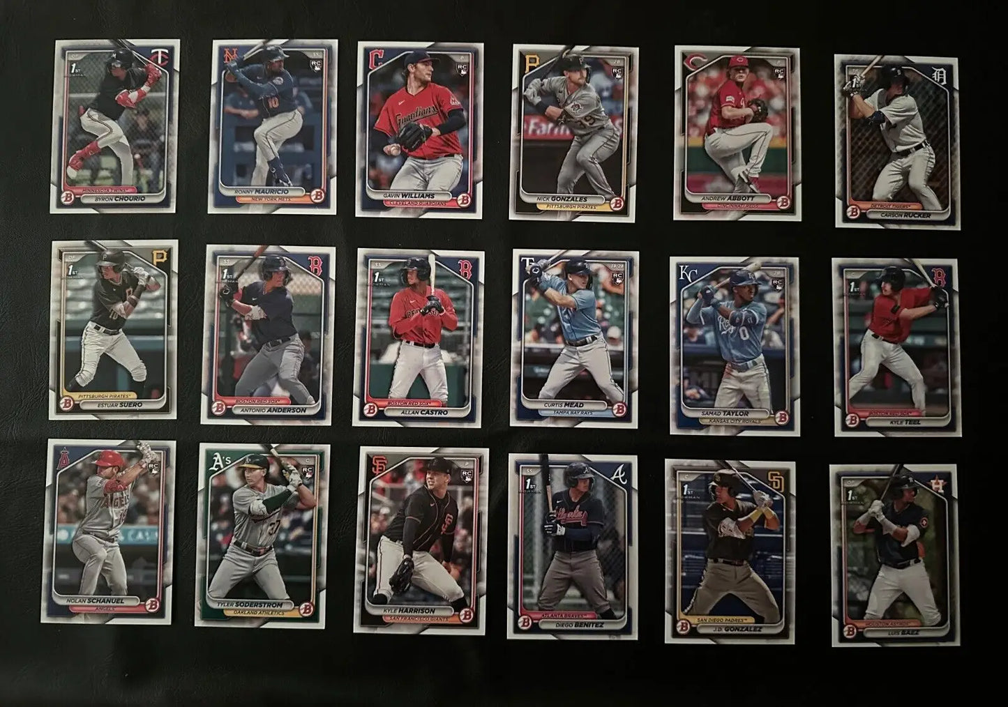 Collection of 1st Bowman rookie cards featuring Red Sox, Mets, and Angels - no duplicates