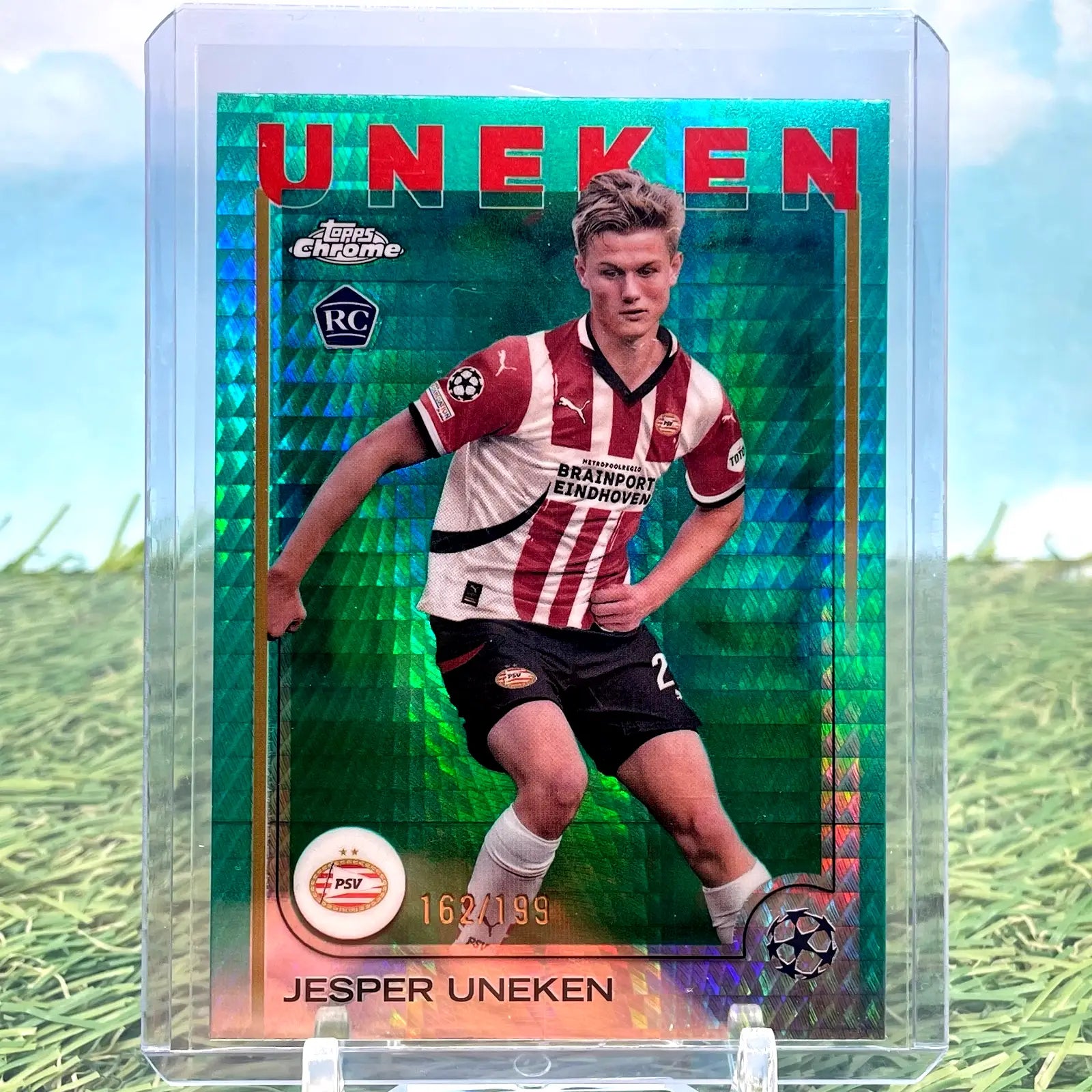 Jesper Uneken soccer card 2024-2025 Topps Chrome UEFA Chrome UEFA RC Aqua 173/199