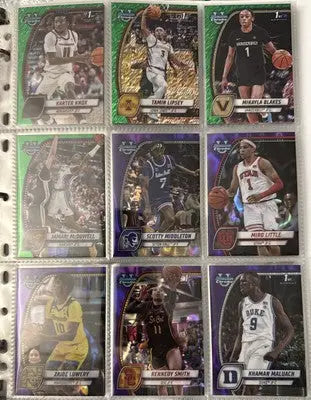 Basketball trading cards in binder sleeve from 2024-25 Bowman Chrome Refractor Lot
