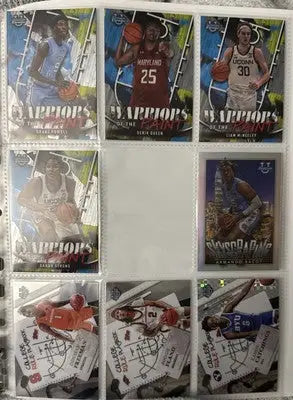 Basketball trading cards in a Bowman Chrome Refractor binder for collectors