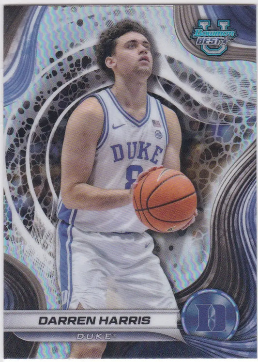 Darren Harris basketball card Bowman University Best Refractor Harris Refractor Duke 2024-25
