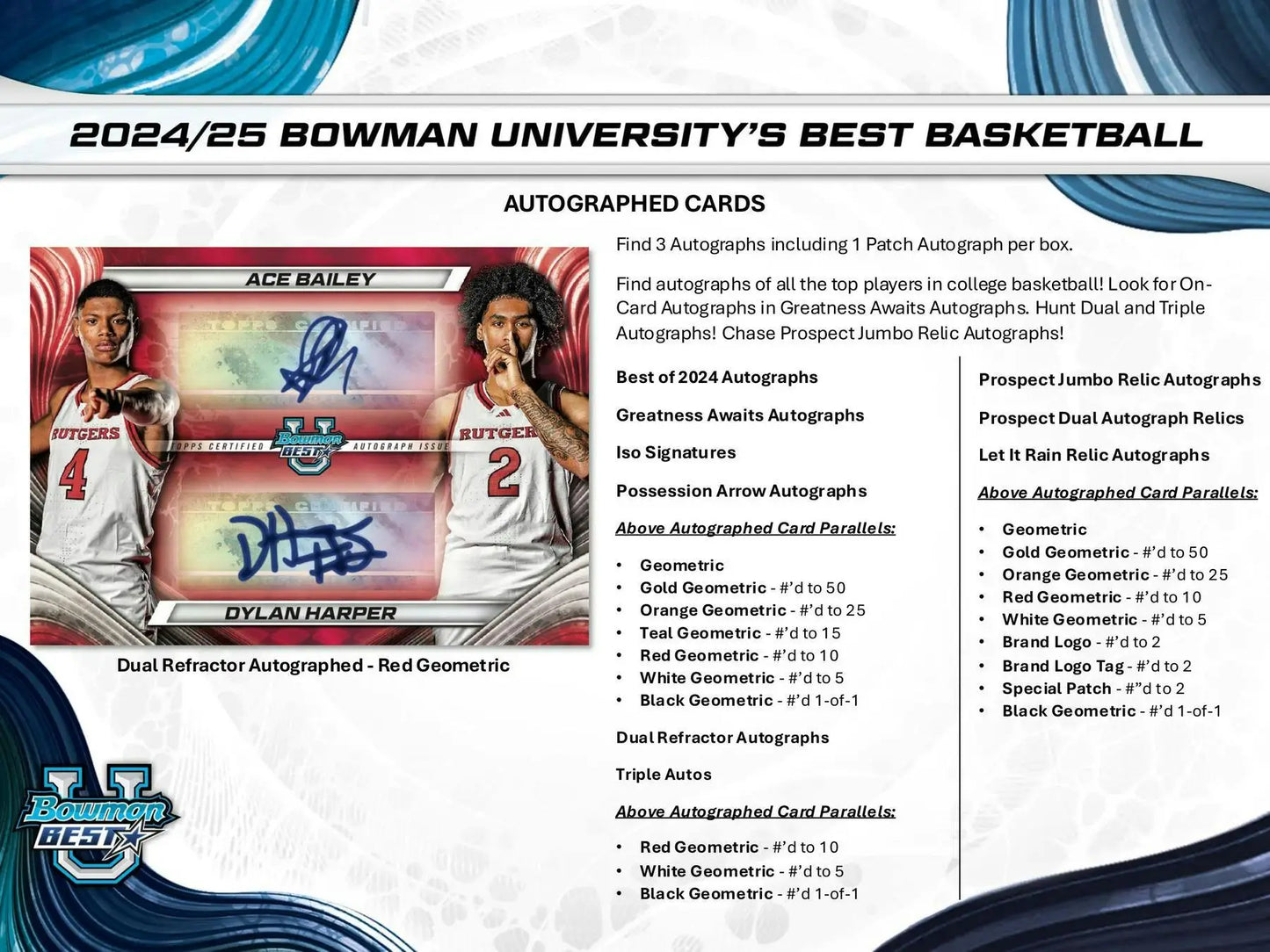 Autographed basketball trading card with mini-diamond refractor from Bowman University Best