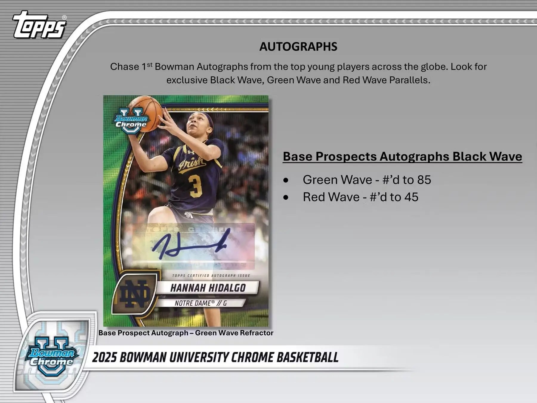 Hannah Hidalgo autographed basketball card from Bowman University Chrome basketball set
