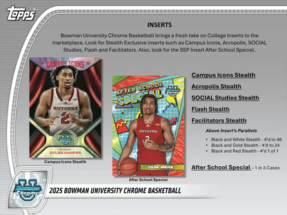 Basketball card inserts from Bowman University Chrome for University Chrome Basketball коллекция
