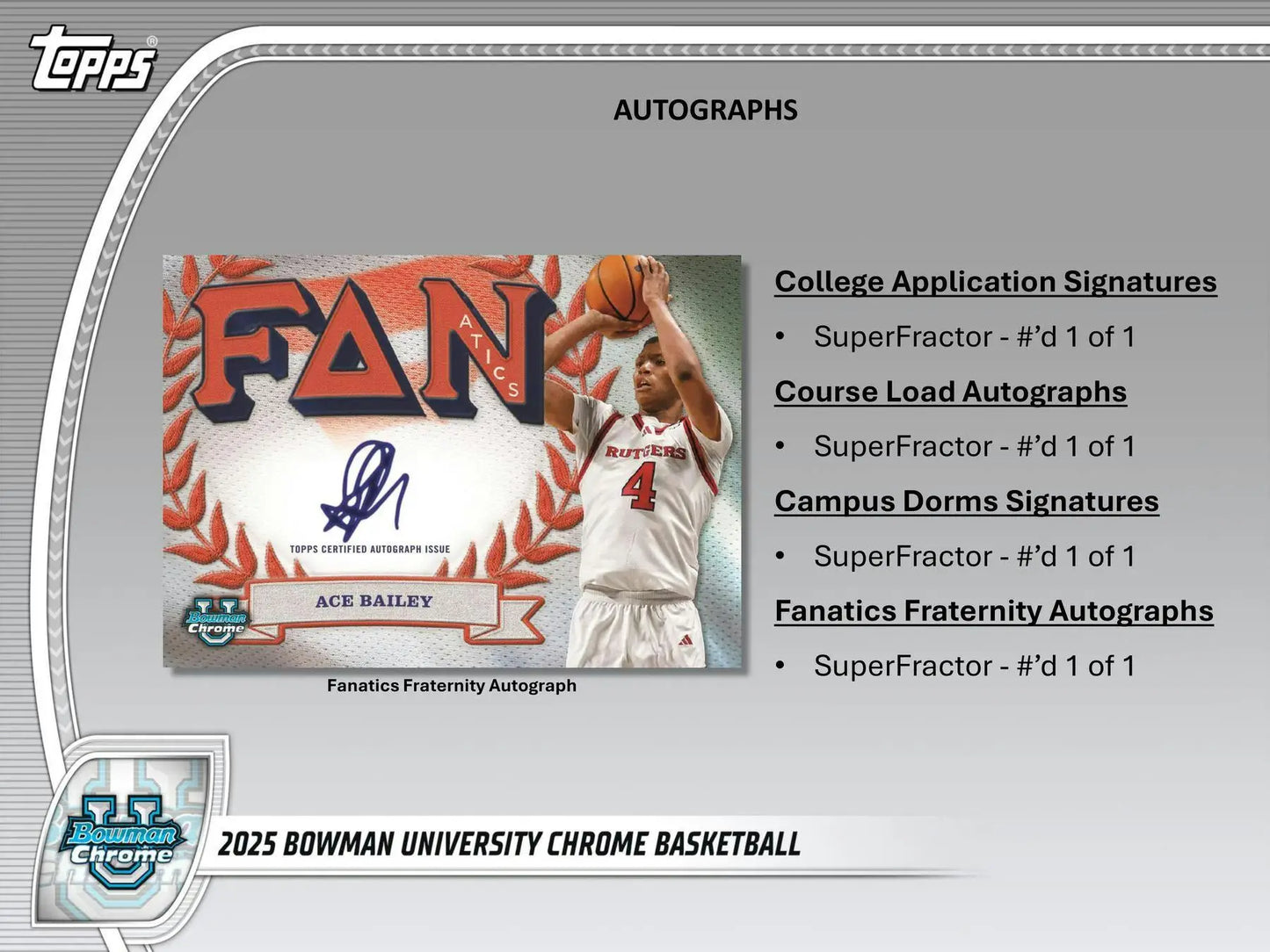 2025 Bowman University Chrome Basketball card from Bowman University in the university chrome basketball series