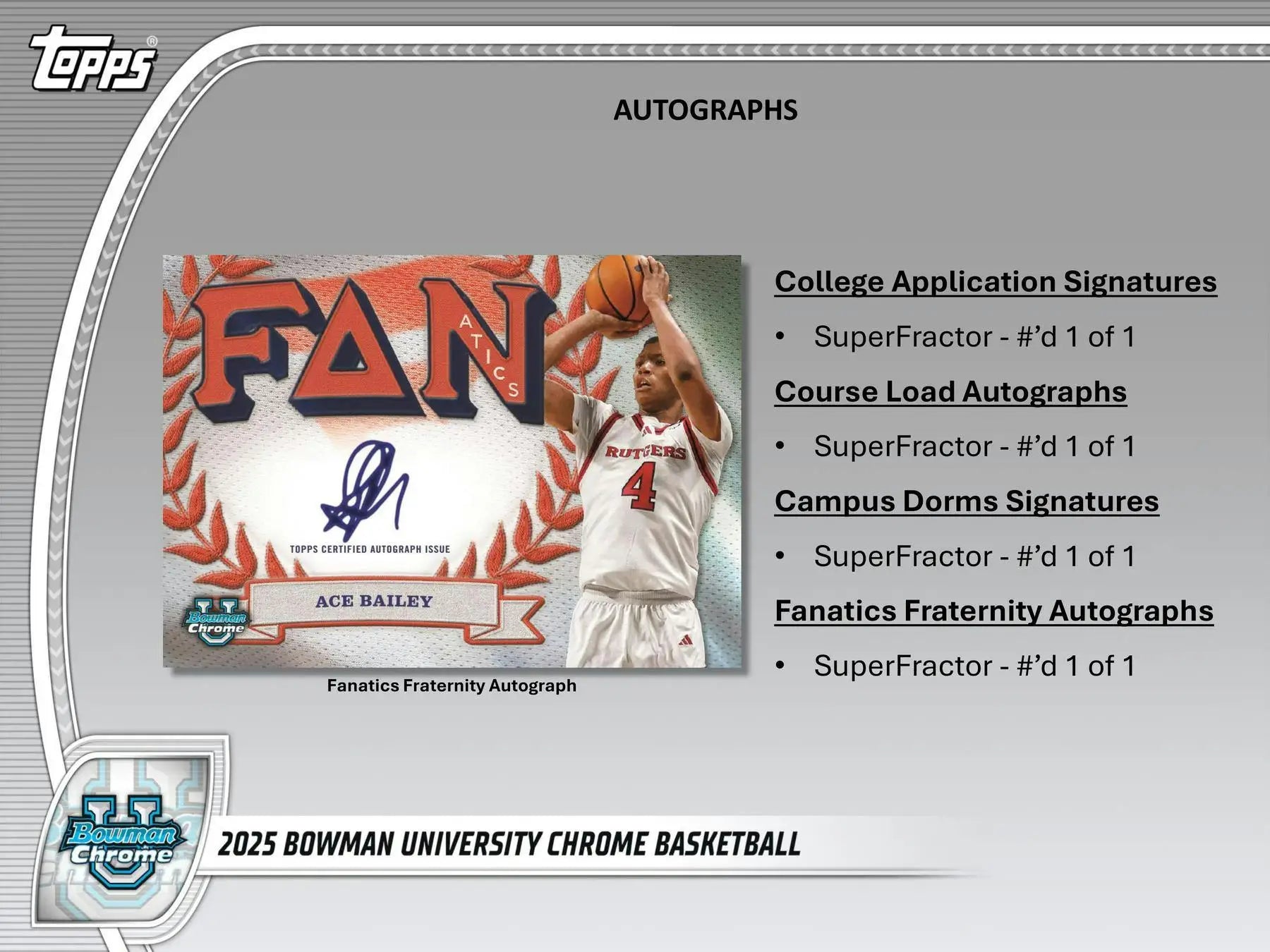2025 Bowman University Chrome Basketball card from Bowman University in the university chrome basketball series