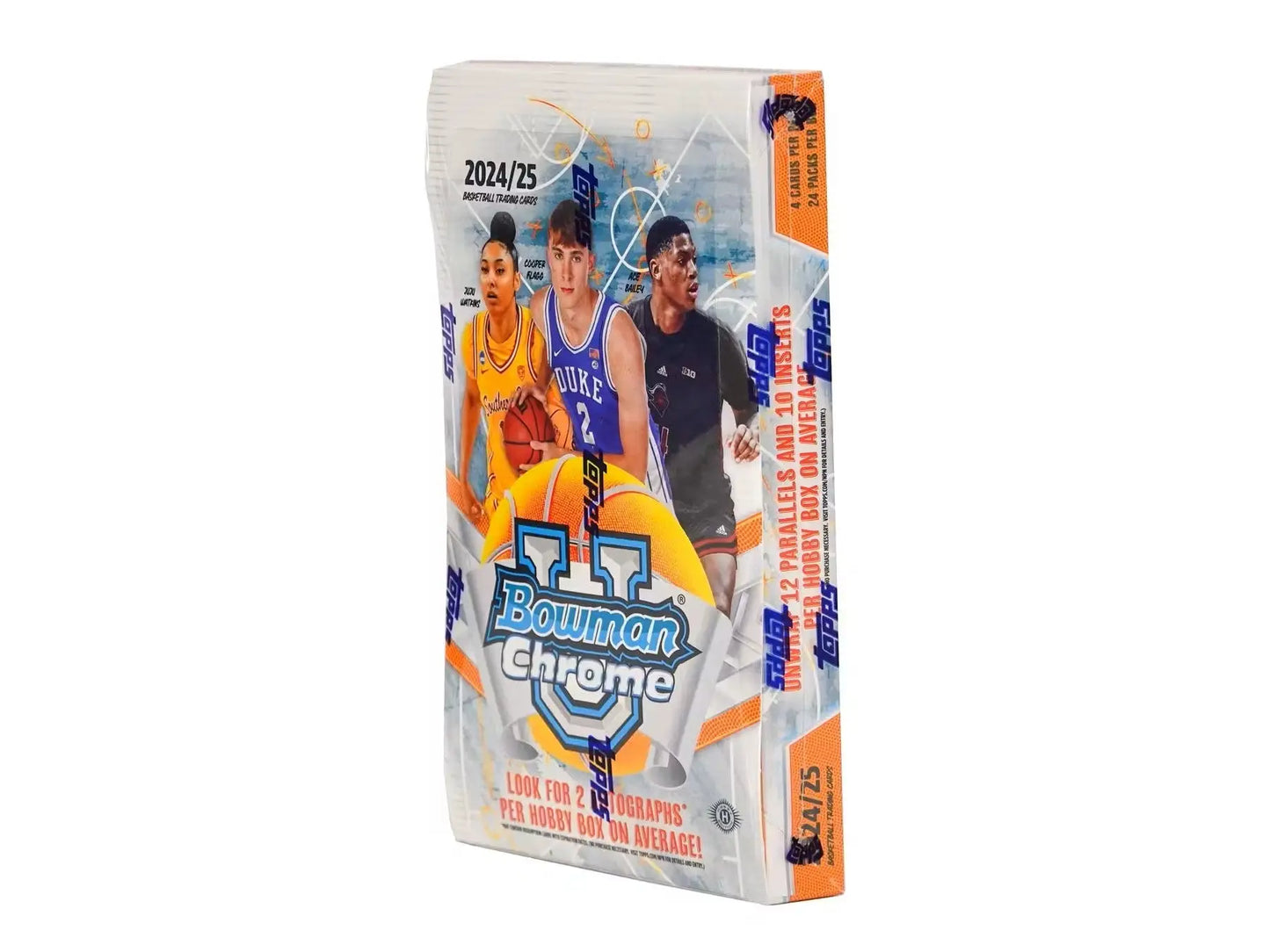 2024-25 Bowman University Chrome Basketball Hobby Box showcasing exclusive card designs