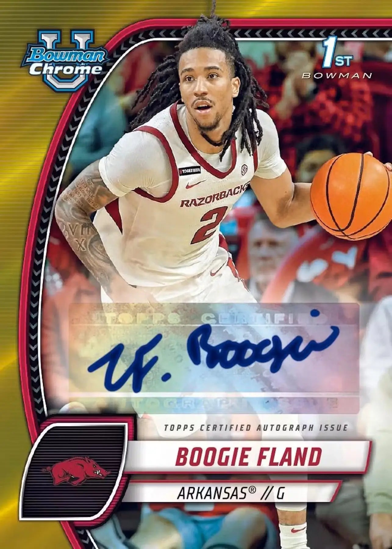 Signed Boogie Fland basketball card from 2024-25 Bowman University Chrome Hobby Box
