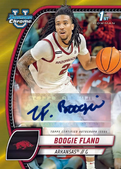 Signed Boogie Fland basketball card from 2024-25 Bowman University Chrome Hobby Box