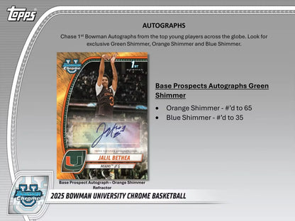 Jalil Bethea autographed basketball card from 2024-25 Bowman University Chrome Basketball Mega Box