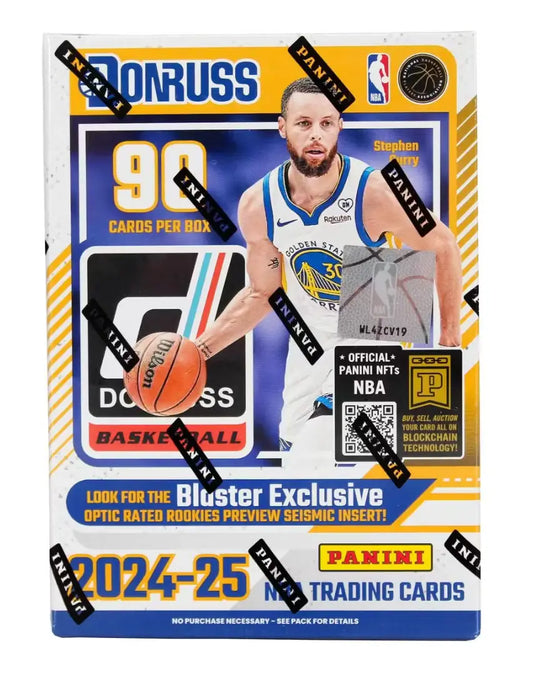 2024-25 Donruss NBA Basketball Blaster Box featuring trading card packs and exclusive cards