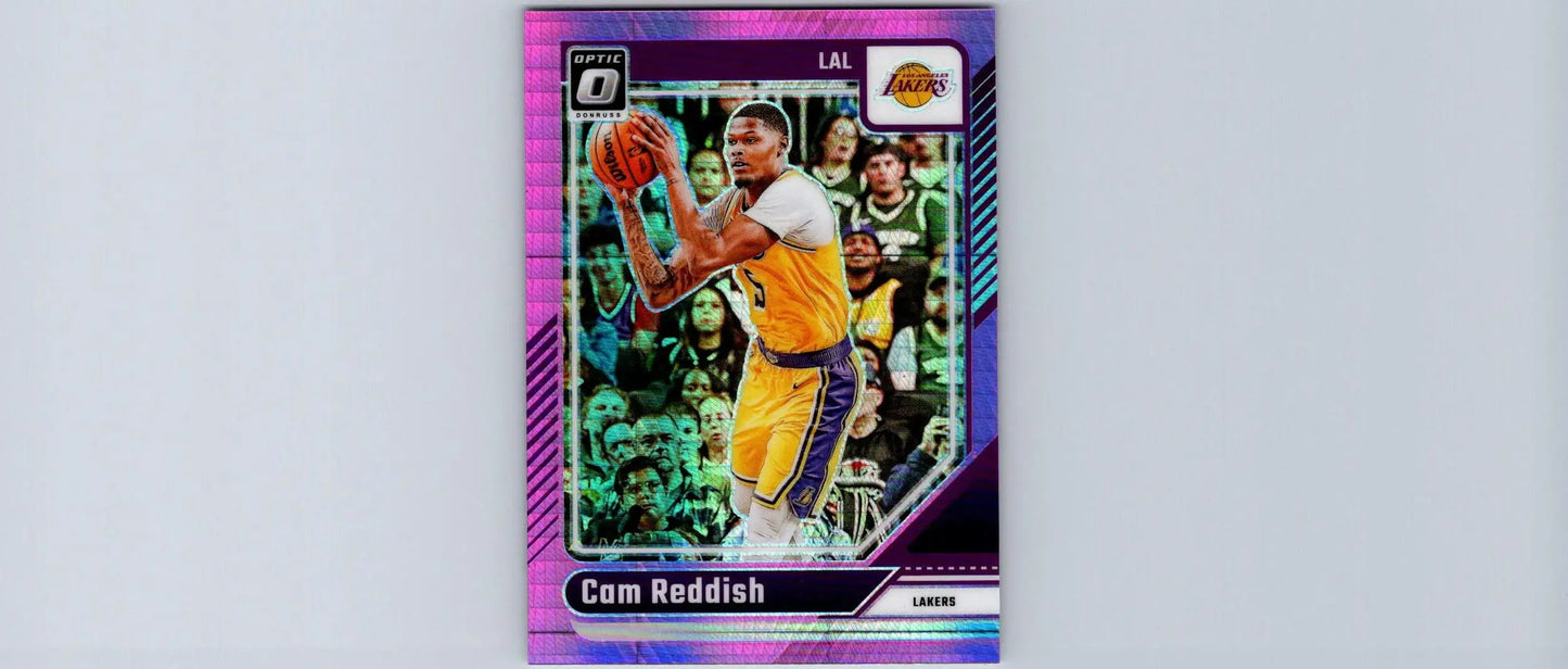 Cam Reddish Hyper Pink basketball trading card from 2024-25 Donruss Optic series