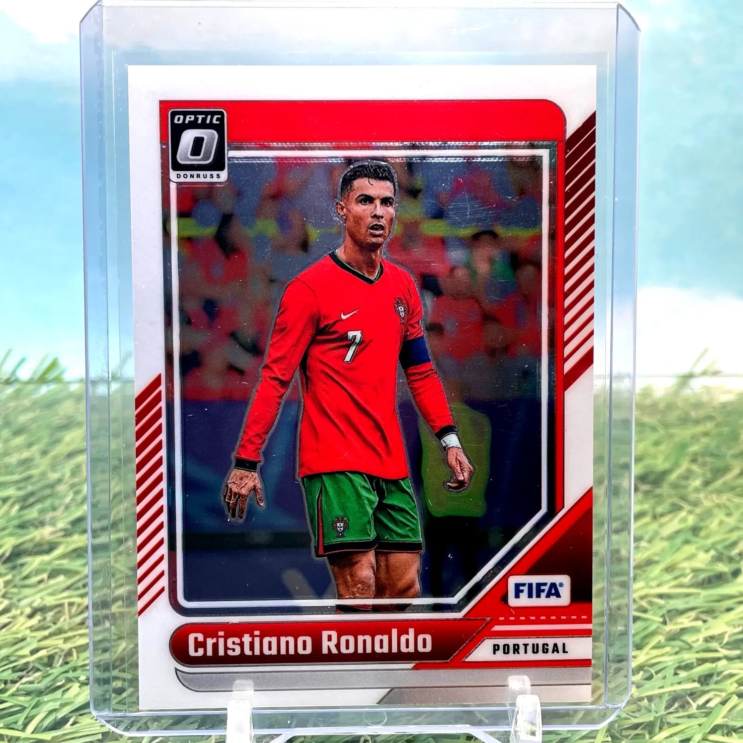 Cristiano Ronaldo soccer card from 2024-25 Donruss Optic Cristiano Ronaldo series