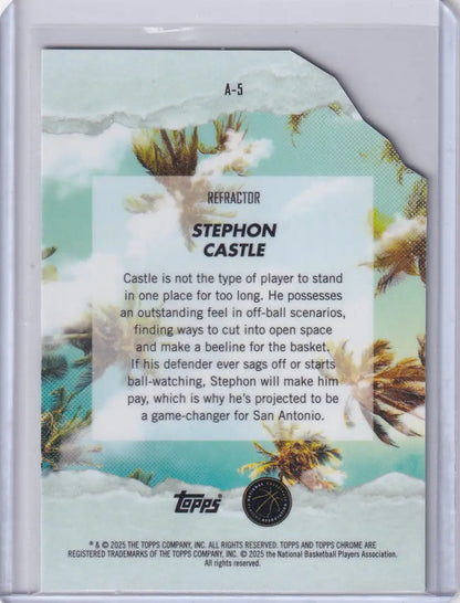Basketball trading card of Stephon Castle from 2024-25 Finest Basketball Arrivals Refractor