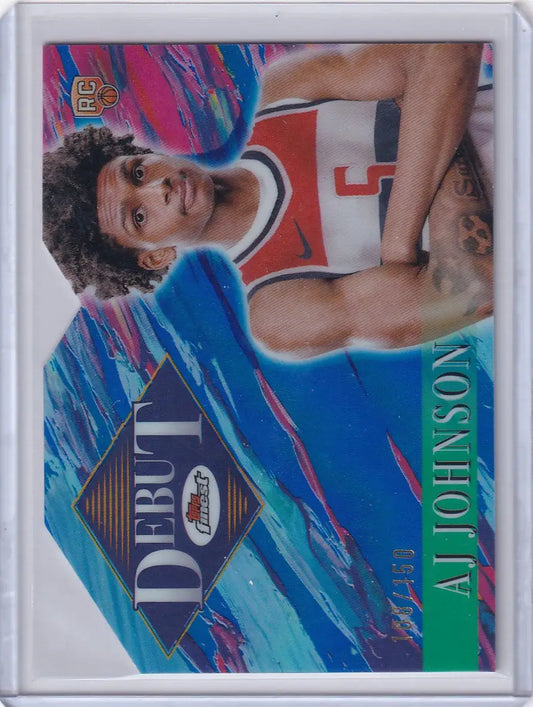 Basketball trading card featuring Washington Wizards player from 2024-25 Finest Basketball Debut