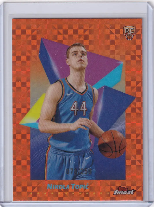 Nikola Topić Oklahoma City Thunder trading card from 2024-25 Finest Basketball Orange series