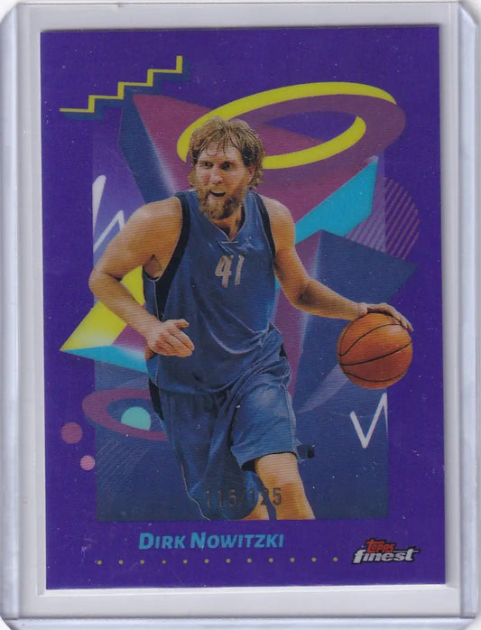 Dirk Nowitzki basketball trading card from 2024-25 Finest Basketball Purple series