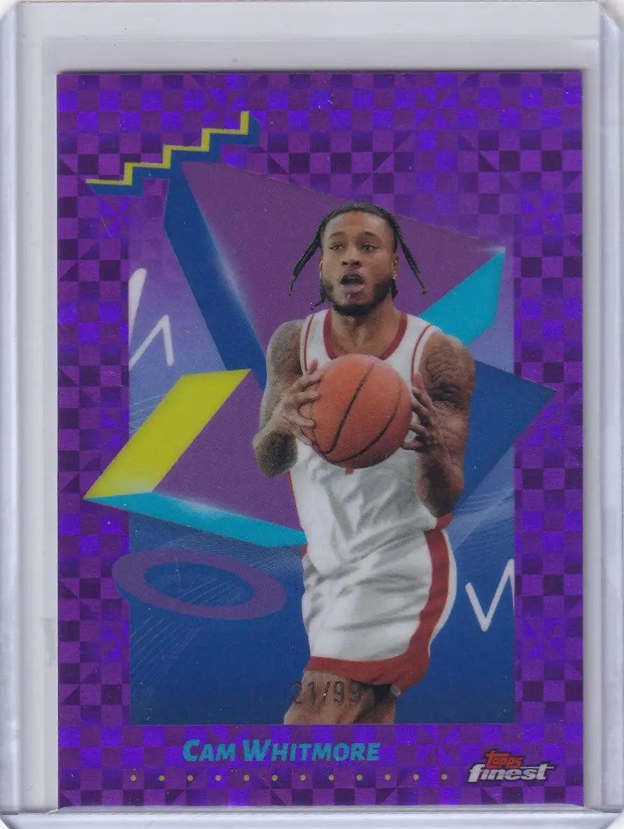 Basketball trading card featuring Cam Whitmore from 2024-25 Finest Basketball Purple series