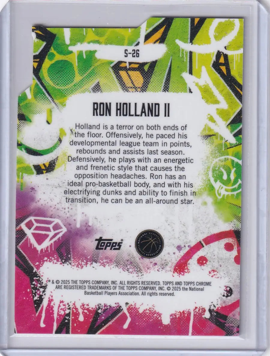 Basketball trading card featuring Ron Holland II from 2024-25 Finest Basketball Showstoppers series