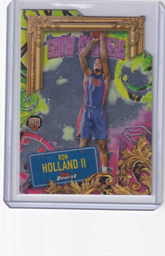 Basketball trading card in protective sleeve from 2024-25 Finest Basketball Showstoppers series