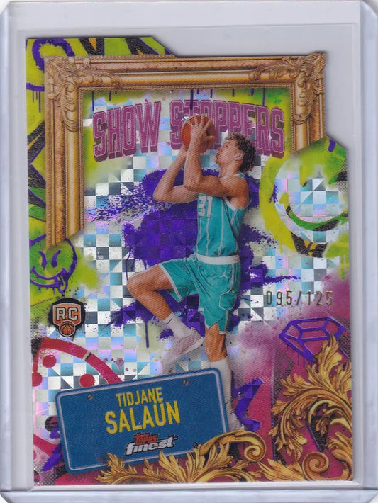 Basketball showstoppers trading card featuring Tidjane Salaün in teal graffiti design