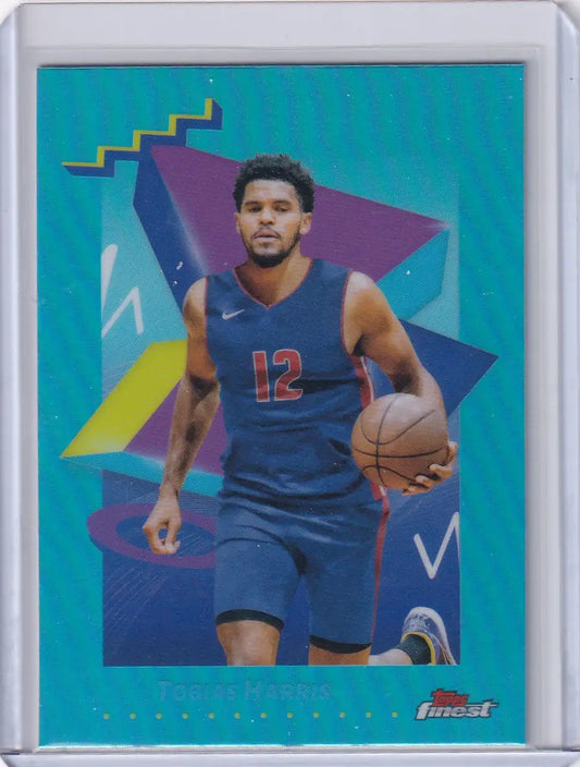 Basketball sky blue trading card featuring Tobias Harris in blue uniform with number 12