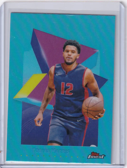 Basketball sky blue trading card of Tobias Harris in blue and red uniform from finest basketball sky series