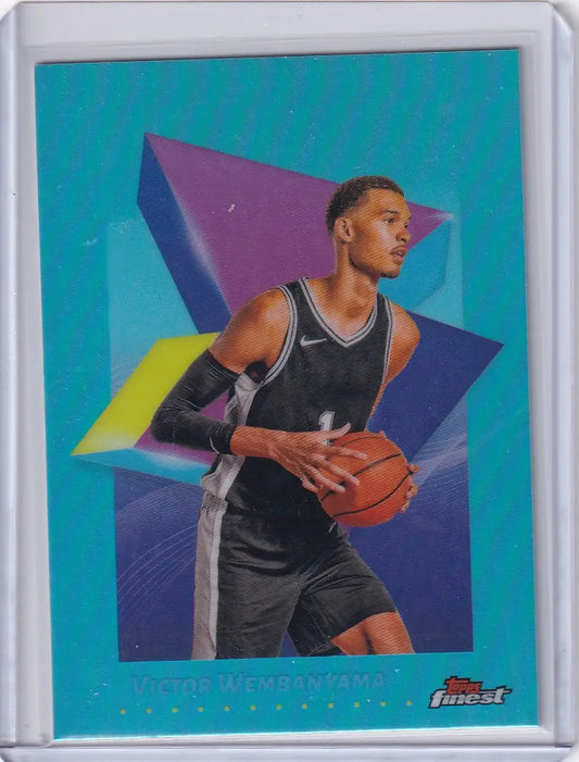 Rookie Victor Wembanyama basketball trading card 2024-25 Finest Basketball Sky Blue San Antonio Spurs