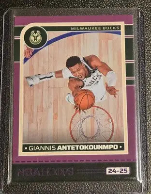 Basketball card of Giannis Antetokounmpo from 2024-25 Hoops featuring Giannis Antetokounmpo Purple