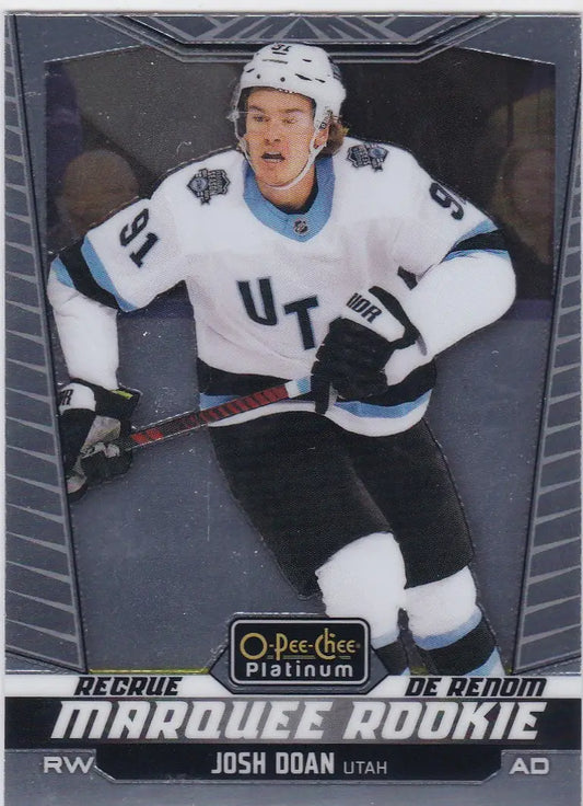 Collectible 2024-25 O-Pee-Chee Platinum Marquee Rookie Josh Doan Utah hockey card