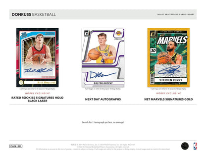 2024-25 Panini Donruss Basketball Hobby Box featuring Rated Rookies and Press Proof cards