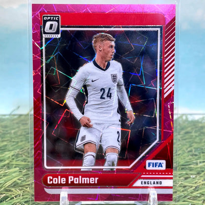 Pink velocity prizm soccer trading card featuring Cole Palmer in England jersey