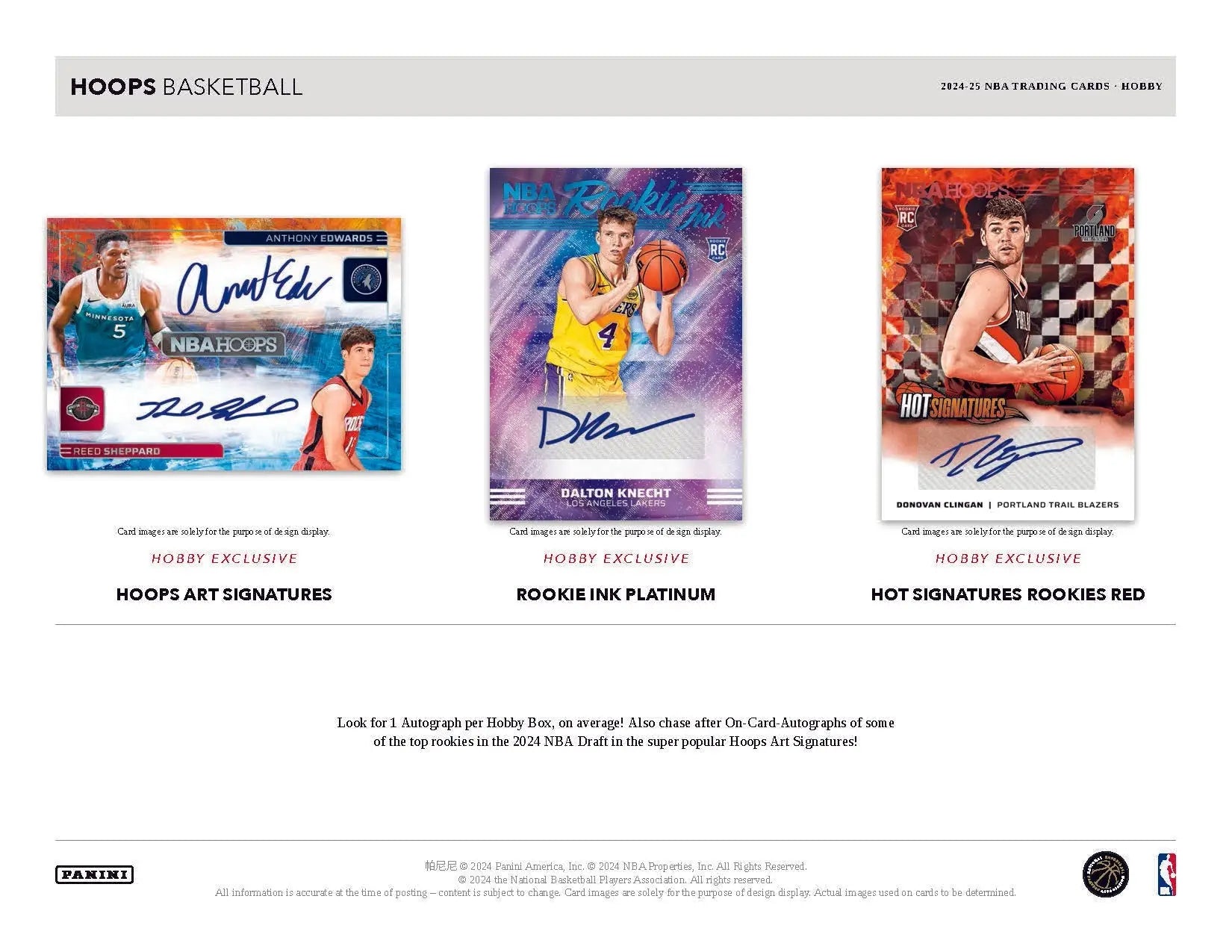 Three basketball trading cards from the 2024-25 Panini Hoops Basketball Hobby Box