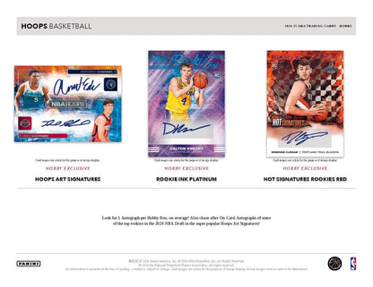 Three basketball trading cards from the 2024-25 Panini Hoops Basketball Hobby Box