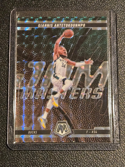 Giannis Antetokounmpo Jam Masters Mosaic trading card in protective sleeve for 2024-25 Panini