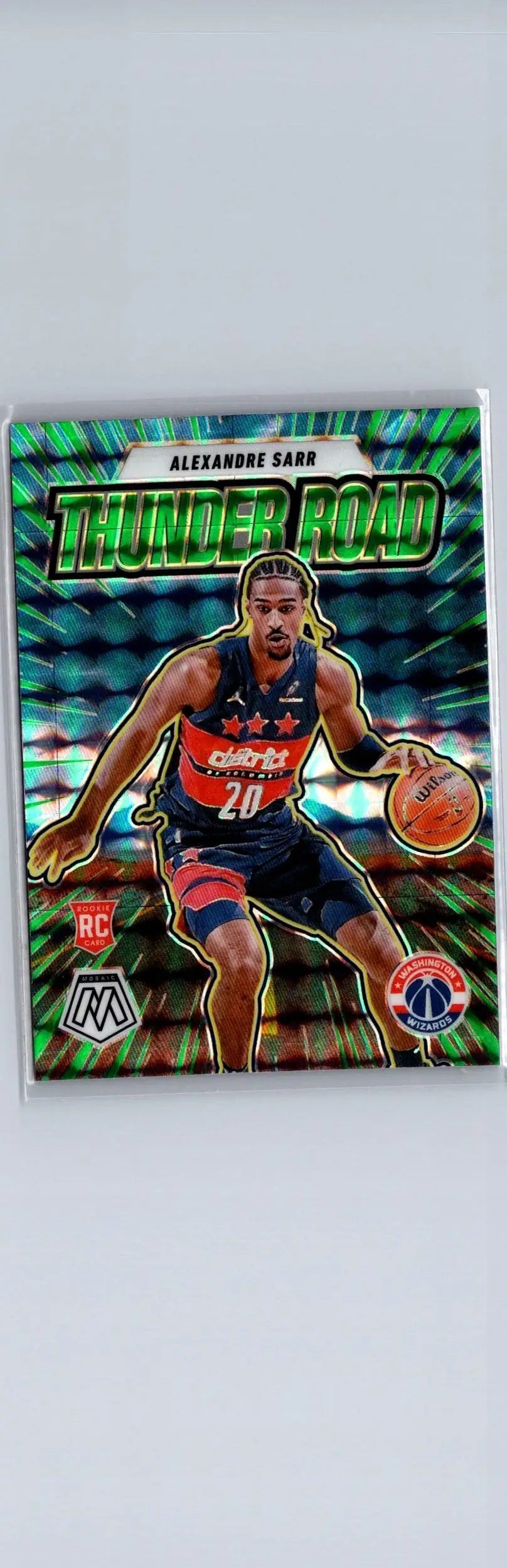 Basketball trading card featuring Alexandre Sarr in Washington Wizards uniform from Sarr Thunder Road