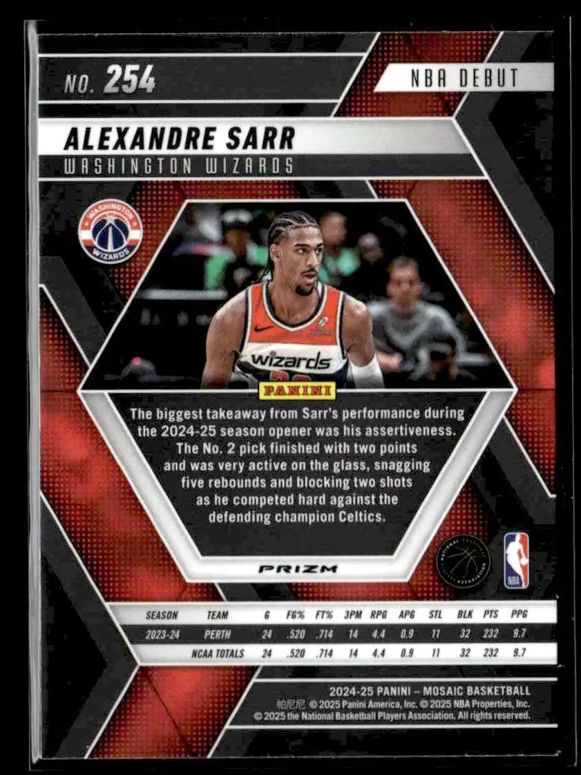 Alexandre Sarr basketball card from Panini Mosaic Red Mosaic 2024-25 series