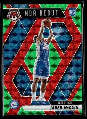 Jared McCain 2024 NBA debut basketball trading card Panini Mosaic Choice Peacock Mosaic