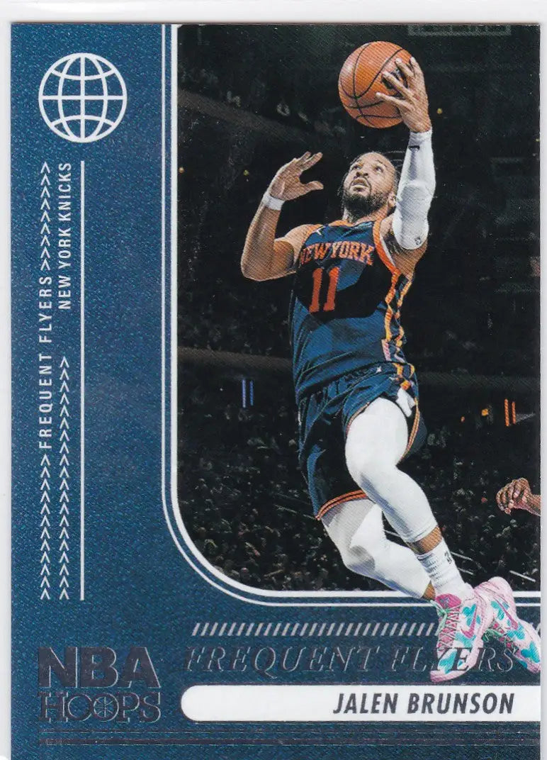 NBA hoops basketball card featuring Jalen Brunson of the New York Knicks in Panini NBA Hoops