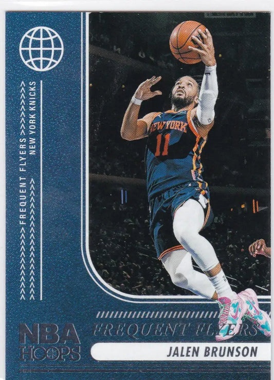 NBA hoops basketball card featuring Jalen Brunson of the New York Knicks in Panini NBA Hoops