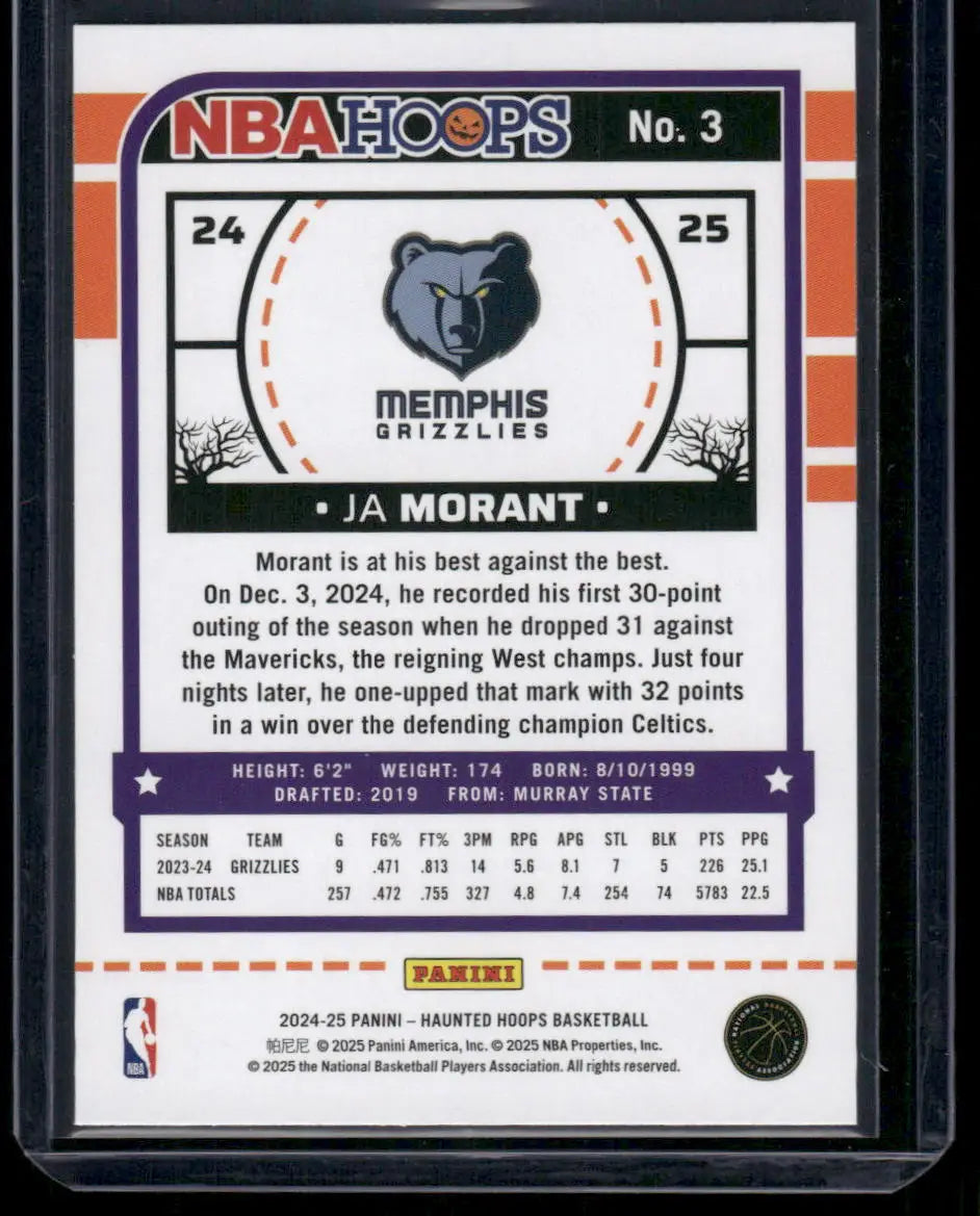 Panini NBA Hoops Haunted Hoops Ja Morant trading card for 2024-25 basketball collection