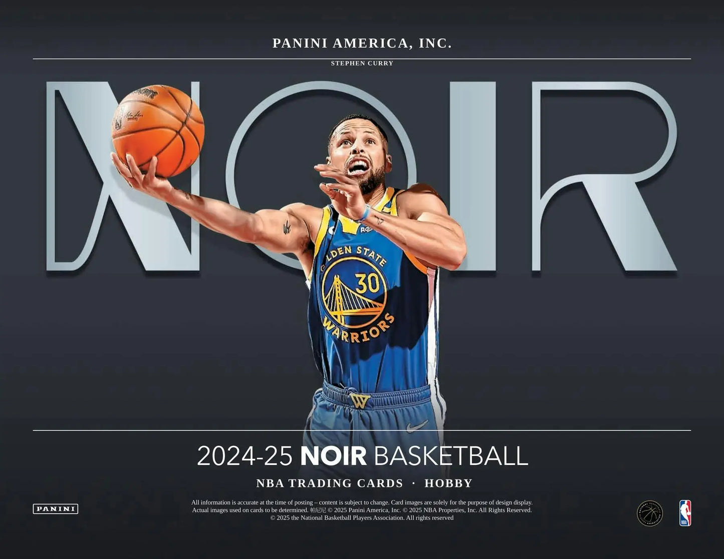 2024-25 Panini Noir Basketball trading cards featuring Stephen Curry in a hobby box