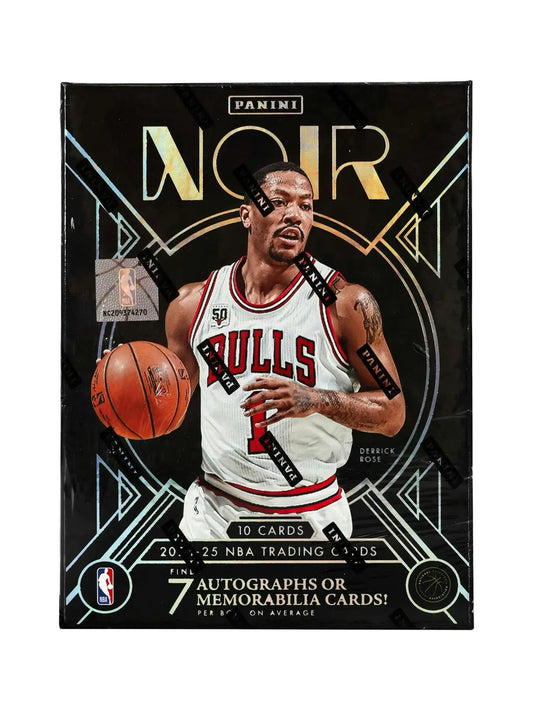 Sealed 2024-25 Panini Noir Basketball Hobby Box with Derrick Rose cards and autographs